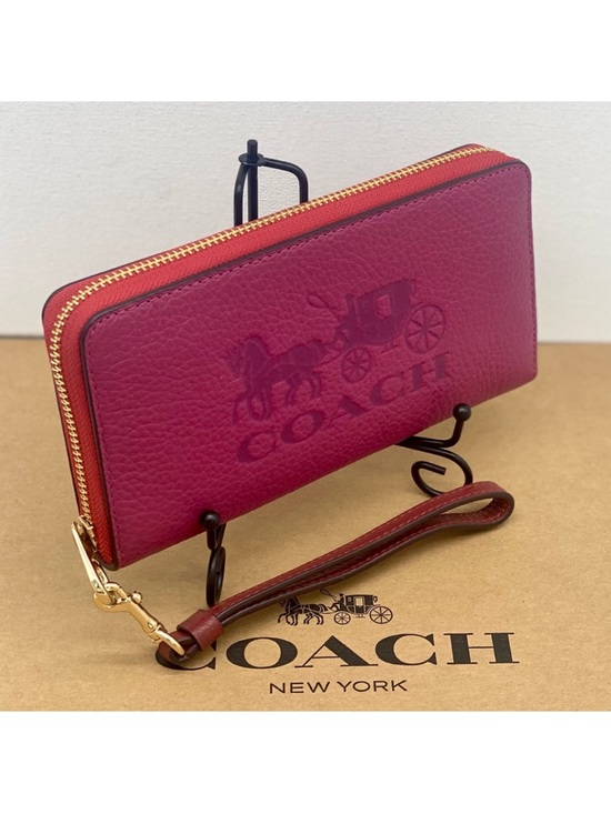 Coach Handbags - COACH Long Zip Around Wallet With Horse And Carriage Bright Violet Multi Color
